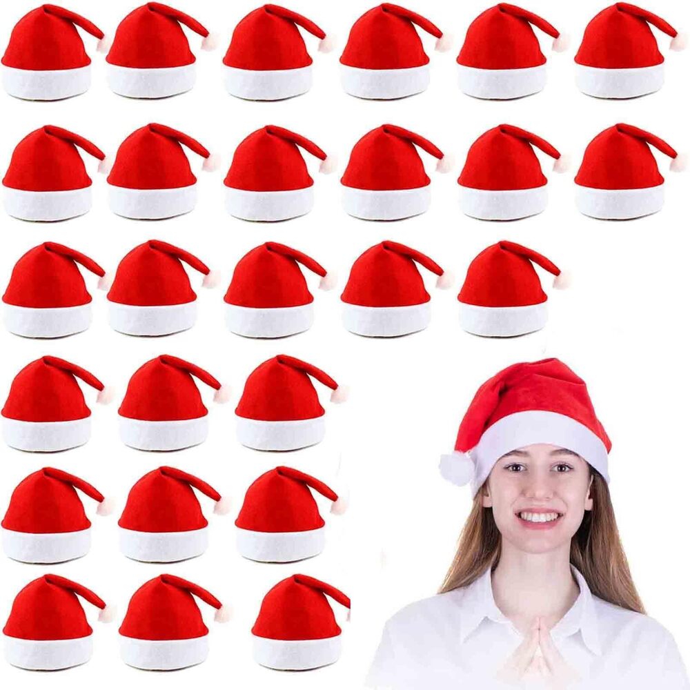 6848 Santa Hats Bulk for Adults,24pcs Christmas Hats Adults Universal Fit